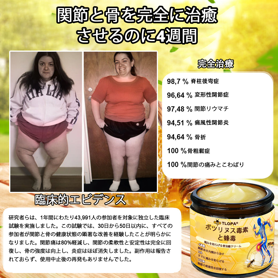 アメリカ製🇺🇸TLOPA® ボツリヌストキシン＆蜂毒 骨・関節サポートクリーム （👴高齢の方におすすめ！整形外科医も推奨✨）🐝