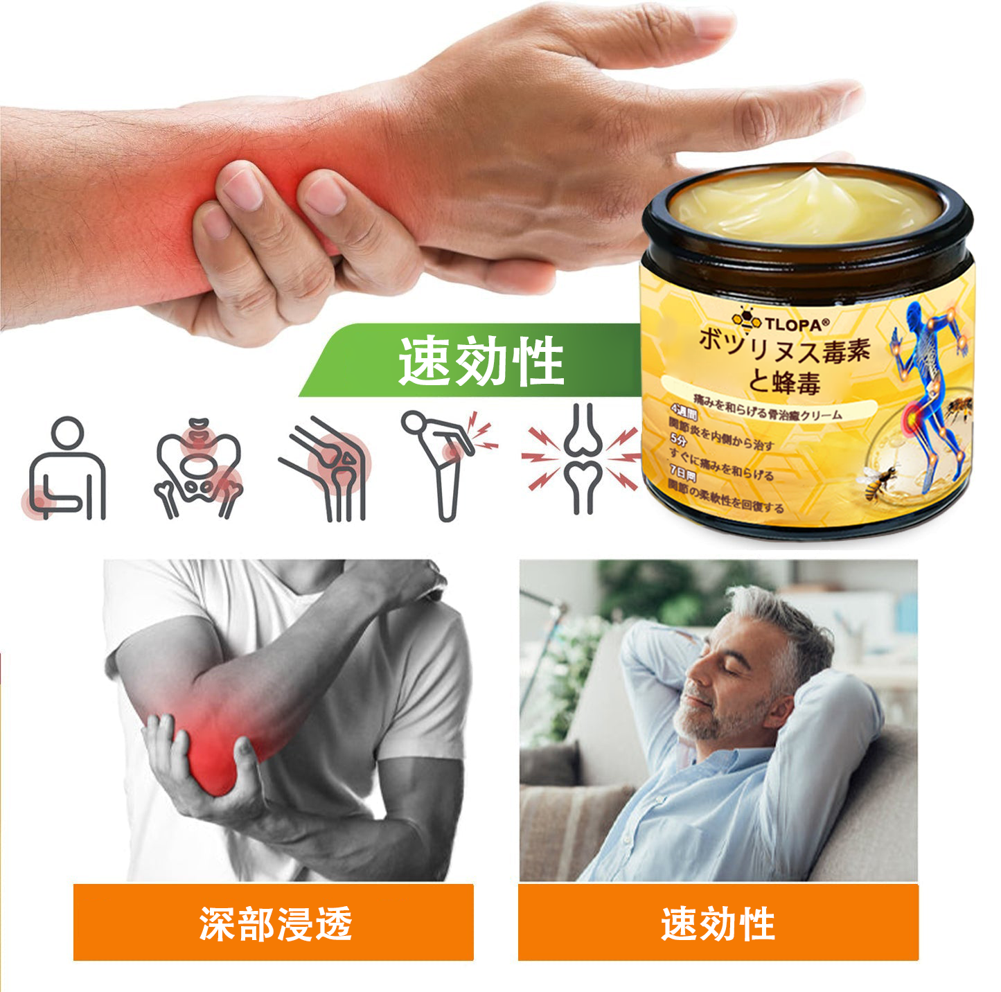 アメリカ製🇺🇸TLOPA® ボツリヌストキシン＆蜂毒 骨・関節サポートクリーム （👴高齢の方におすすめ！整形外科医も推奨✨）🐝
