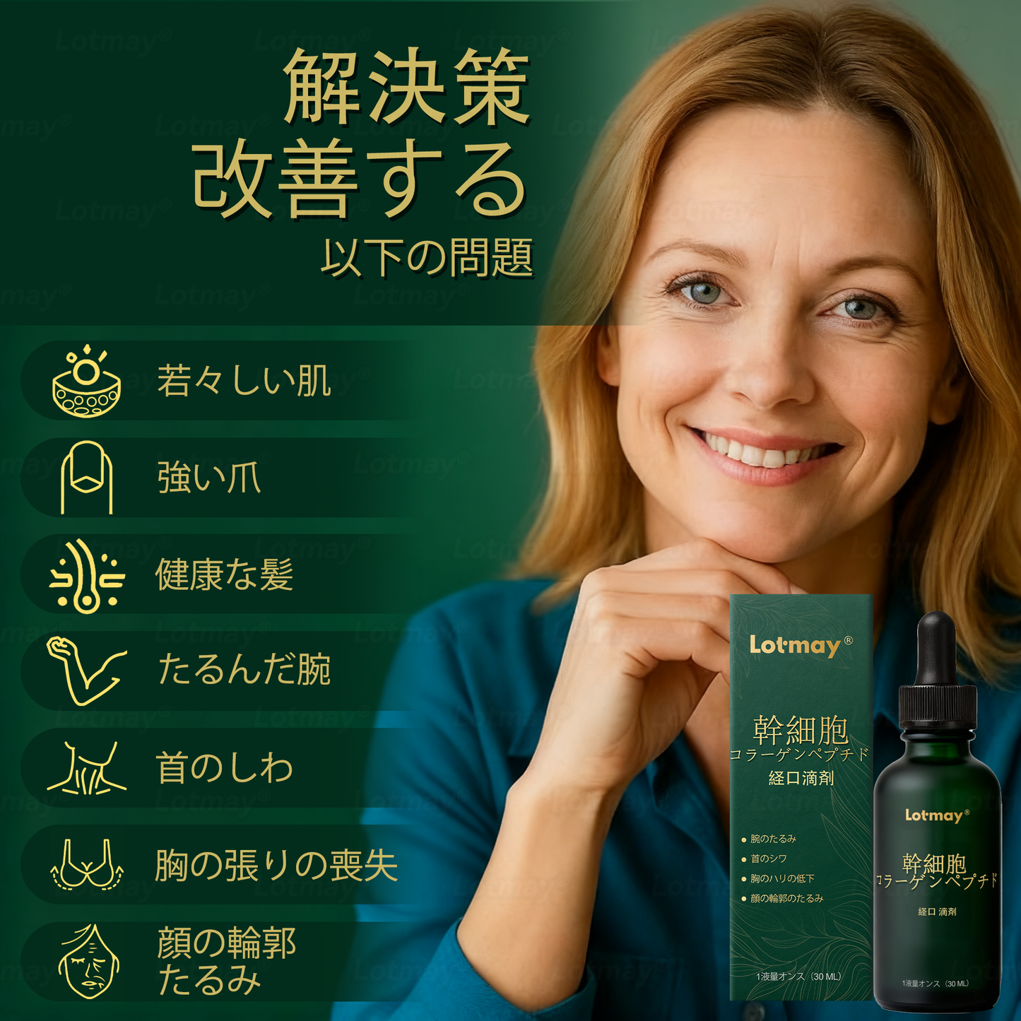 【代金引換だよ】𝐿𝑜𝑡𝑚𝑎𝑦® 幹細胞 と コラーゲンペプチド 経口 滴剤 💧 (たるんだ肌を引き締め、シワの形成を軽減) 🍀（副本）